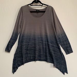 Torrid long sleeve shirt with raw hem and raw side slits
